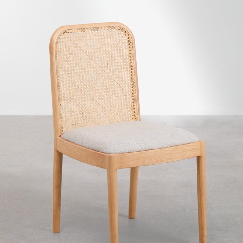 Iza - Chaise en bois de Hêtre et assise en rotin tressé