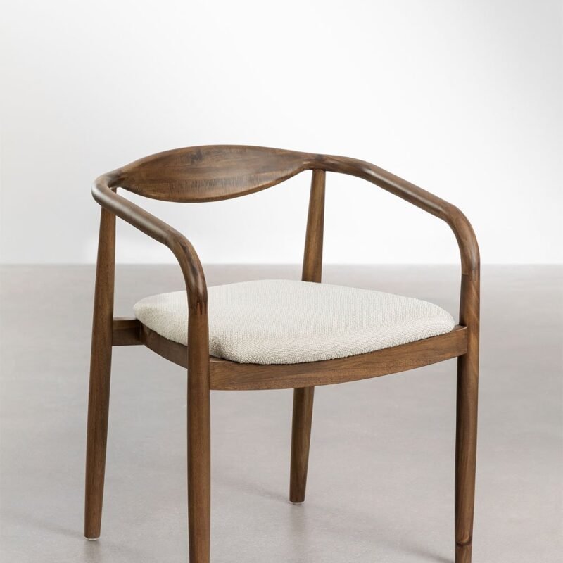 Lomal - Chaise en Bois Noyer et tissu Bouclé