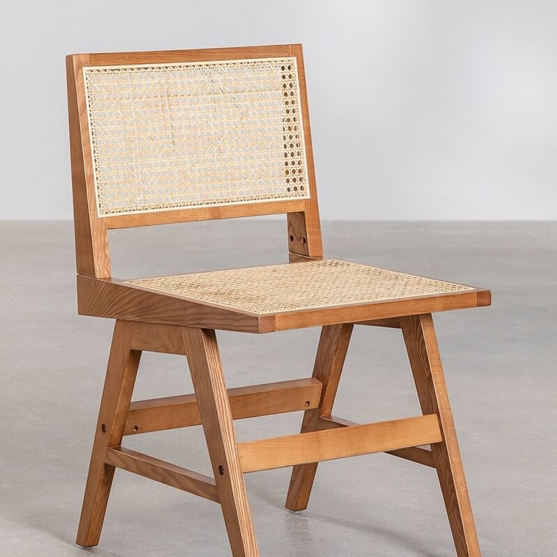 LiLi - Chaise en bois de Hêtre et assise en Rotin