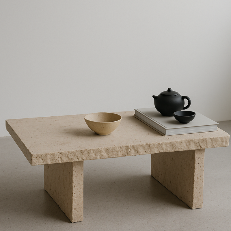 Doppio Strato 140 - Table Basse brut en travertin