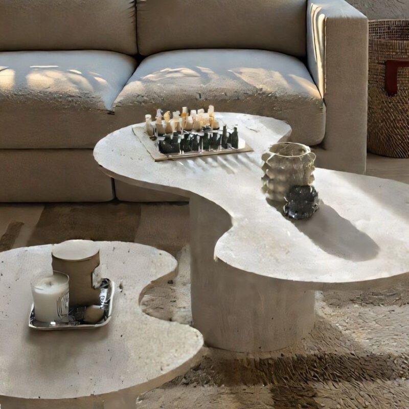 Duo Forest – 2 tables basses organic en travertin