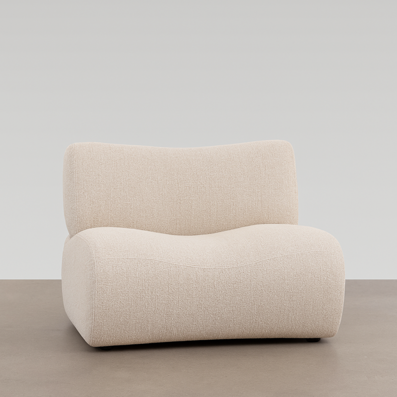 Wave - Fauteuil bas en tissu crème texturé